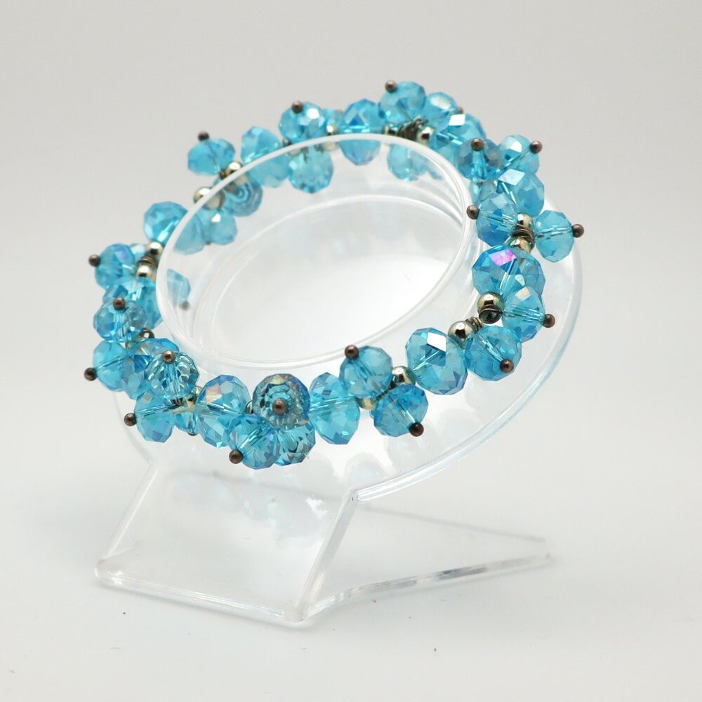 Cinderella Blue ABS Aurora Borealis Faceted Bead Stretch Bracelet